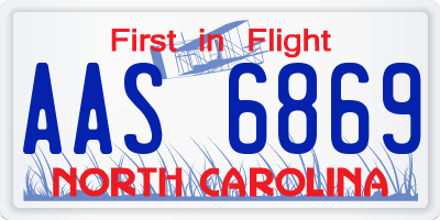 NC license plate AAS6869