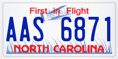 NC license plate AAS6871