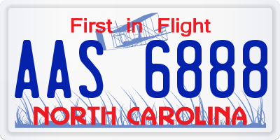 NC license plate AAS6888