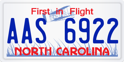 NC license plate AAS6922