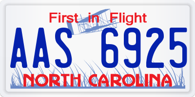 NC license plate AAS6925