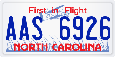 NC license plate AAS6926