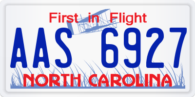 NC license plate AAS6927