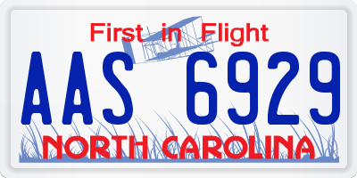 NC license plate AAS6929