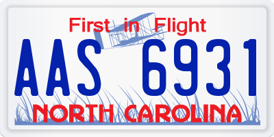 NC license plate AAS6931
