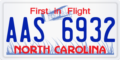 NC license plate AAS6932
