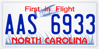 NC license plate AAS6933