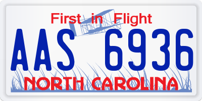 NC license plate AAS6936