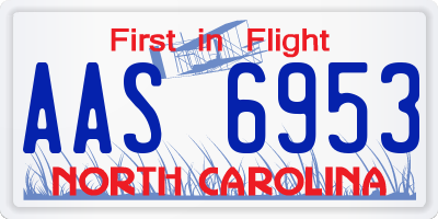 NC license plate AAS6953