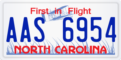 NC license plate AAS6954