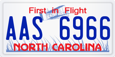 NC license plate AAS6966