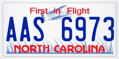 NC license plate AAS6973