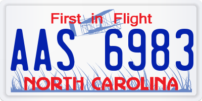 NC license plate AAS6983