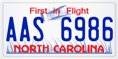 NC license plate AAS6986