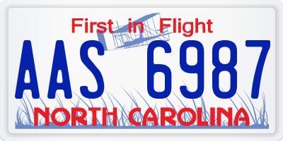 NC license plate AAS6987