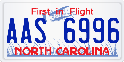 NC license plate AAS6996