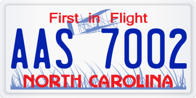NC license plate AAS7002