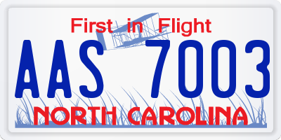 NC license plate AAS7003