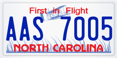 NC license plate AAS7005