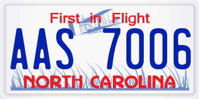 NC license plate AAS7006