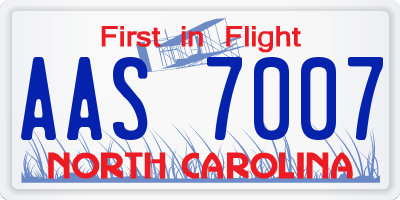 NC license plate AAS7007