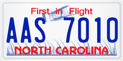 NC license plate AAS7010