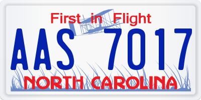 NC license plate AAS7017