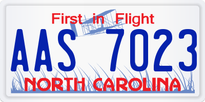 NC license plate AAS7023