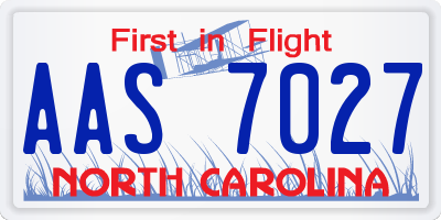 NC license plate AAS7027