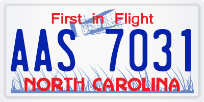 NC license plate AAS7031