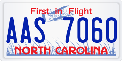 NC license plate AAS7060