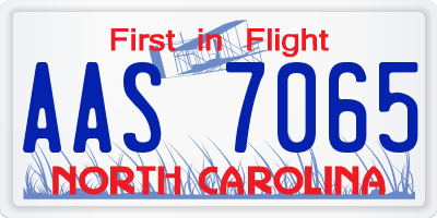 NC license plate AAS7065