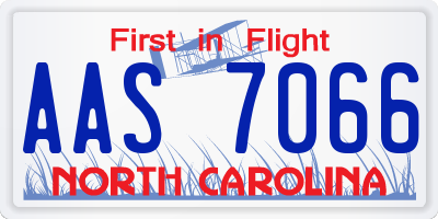 NC license plate AAS7066