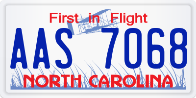 NC license plate AAS7068