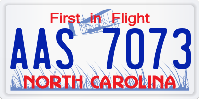 NC license plate AAS7073