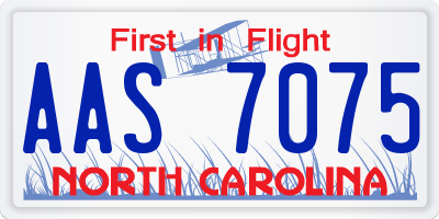NC license plate AAS7075