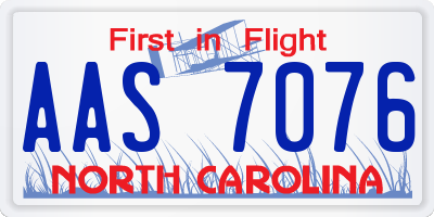 NC license plate AAS7076