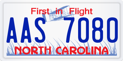 NC license plate AAS7080