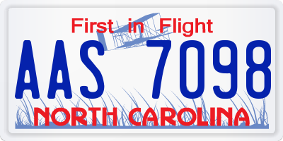 NC license plate AAS7098
