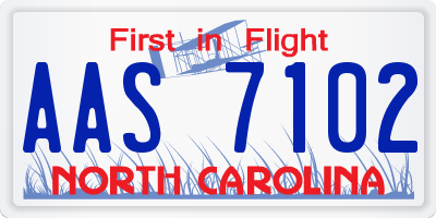 NC license plate AAS7102