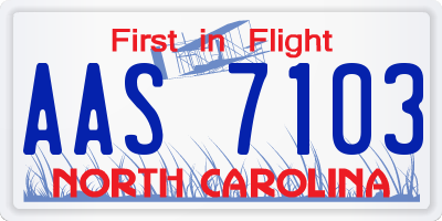 NC license plate AAS7103