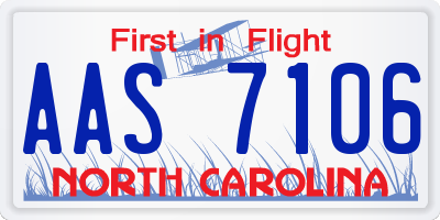 NC license plate AAS7106