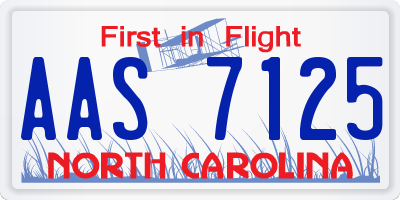 NC license plate AAS7125