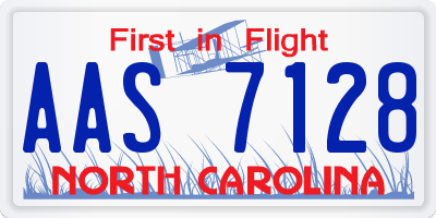 NC license plate AAS7128