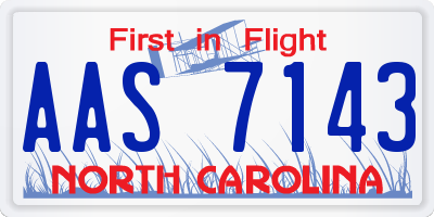 NC license plate AAS7143