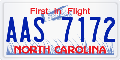 NC license plate AAS7172