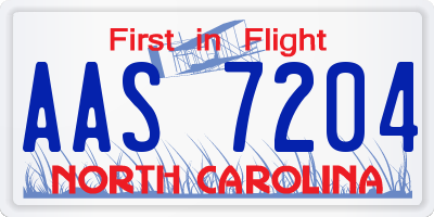 NC license plate AAS7204