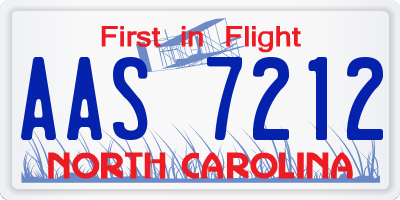 NC license plate AAS7212