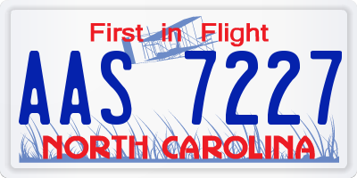 NC license plate AAS7227