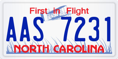 NC license plate AAS7231